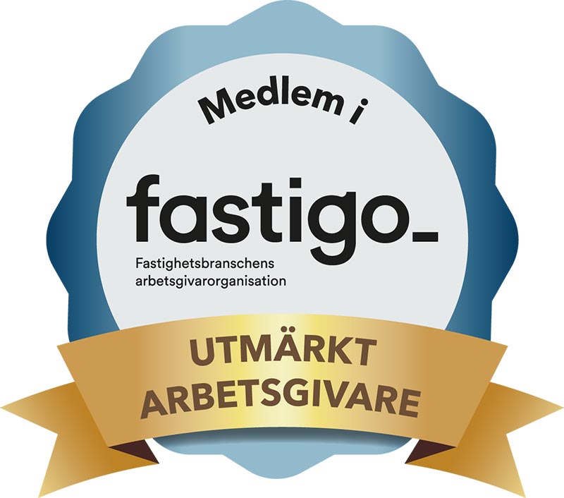 Fastigos logotyp med emblem för utmärkt arbetsgivare